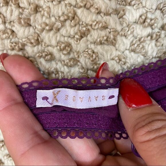 Savage X Fenty Unlined Lace‎ Trim Logo Bra Small - Picture 8 of 9